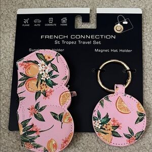 French Connection Pink Floral Sunglasses and Hat Holder Set